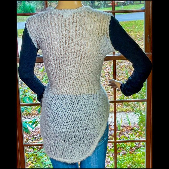 ⭐️HP⭐️HELMUT LANG▪️Asymmetric Color Block Alpaca Wool Mohair Blend Sweater - Picture 2 of 6